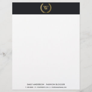 ELEGANTES GOLDENES BLUMEN-LORBEERKRANZ-INITIAL-MON BRIEFBOGEN