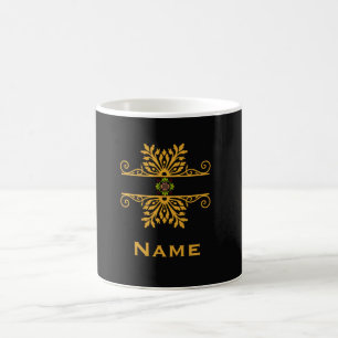 Elegantes goldenes Blumenornament im Barockstil Kaffeetasse