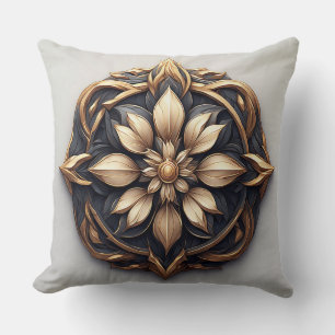 Elegantes goldenes Blumenornament Kissen