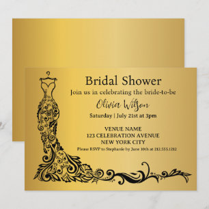 Elegantes goldenes Boho-Blumengewand Brautparty Einladung