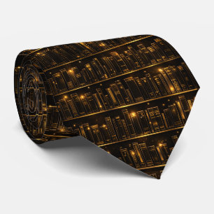 Elegantes goldenes Bücherregal-Muster Krawatte