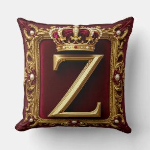 Elegantes goldenes Buchstaben-Kronen-Emblem auf Sa Kissen