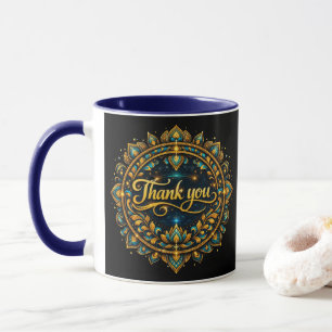 Elegantes goldenes "Danke"-Mandala-Design mit Luxu Tasse