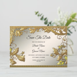 Elegantes Goldenes Dekorativ Save the Date florati