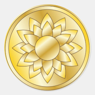 Elegantes Goldenes Design mit Blume Runder Aufkleber