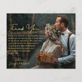 elegantes goldenes Drehbuch danke Hochzeitskarte