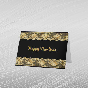 Elegantes goldenes falsches Spitzen-Neujahr Feiertagskarte