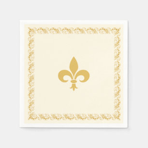 Elegantes goldenes Fleur-de-Lis auf Elfenbein Serviette
