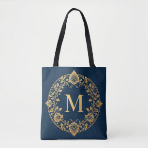 Elegantes goldenes florales Monogramm-Design Tasche