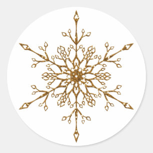 Elegantes goldenes Glitter-Schneeflocken-Weihnacht Runder Aufkleber