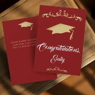 Elegantes goldenes Gratulationsgeschenk zur Abschl Karte