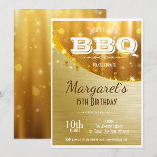 Elegantes goldenes GRILLEN Geburtstags-Party laden Einladung