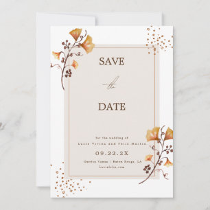 Elegantes Goldenes Herbstblatt Save the Date Einladung