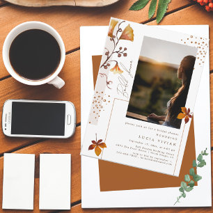 Elegantes Goldenes Herbstleaf-Brautparty Einladung