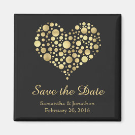Elegantes Goldenes Herz auf Dusty Black Save the D Magnet