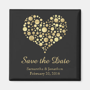 Elegantes Goldenes Herz auf Dusty Black Save the D Magnet