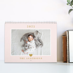 Elegantes goldenes Herz Familienfoto Kalender