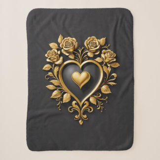 Elegantes goldenes Herz mit blühenden Rose Sherpadecke