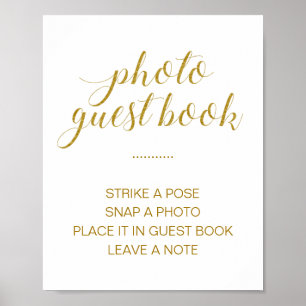 Elegantes goldenes Hochzeitsgästebuch-Schild Poster
