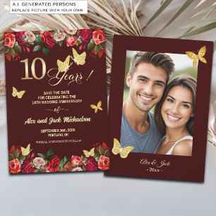 Elegantes goldenes Hochzeitsjubiläumsfoto mit Blum Save The Date