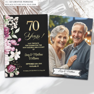 Elegantes goldenes Hochzeitsjubiläumsfoto zum 70. Save The Date