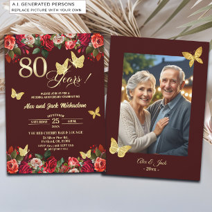 Elegantes goldenes Hochzeitsjubiläumsfoto zum 80. Einladung