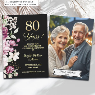 Elegantes goldenes Hochzeitsjubiläumsfoto zum 80. Save The Date