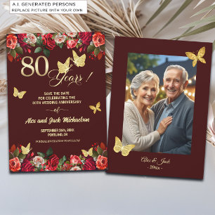 Elegantes goldenes Hochzeitsjubiläumsfoto zum 80. Save The Date