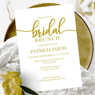 Elegantes goldenes Kalligrafie-Braut-Brunch Einladung