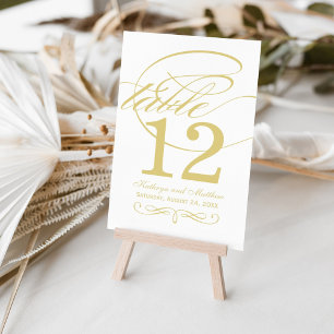 Elegantes goldenes Kalligrafie-Script Monogramm Ho Tischnummer
