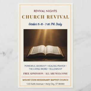 Elegantes goldenes Kirchenrevival-Event religiös Flyer