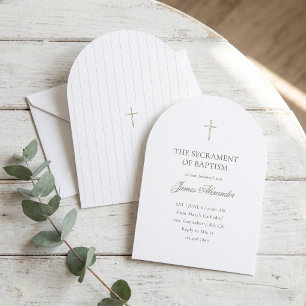 Elegantes goldenes Kreuz minimalistische Taufe für Einladung