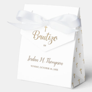 Elegantes goldenes Kreuz weiß Bautizo personalisie Geschenkschachtel