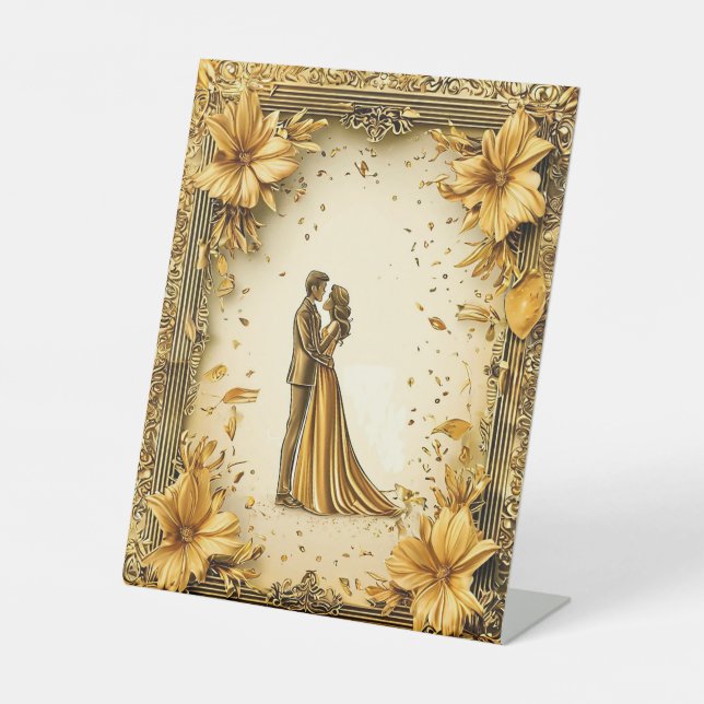 Elegantes Goldenes Kunstwerk Sockelschild (Vorderseite)