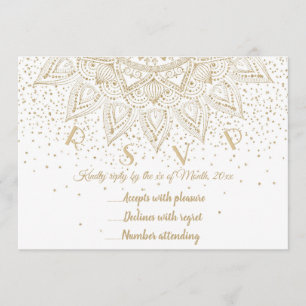 Elegantes goldenes Mandala-Konfetti-Design Einladung