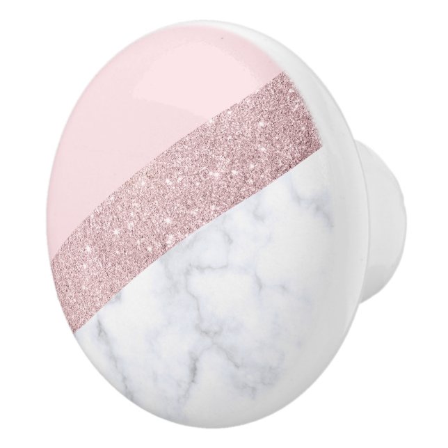 elegantes goldenes Marmor-Rosa-Glitzer mit Rose Keramikknauf (Rechts)