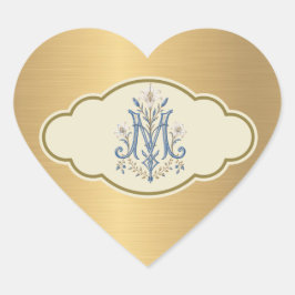 Elegantes goldenes metallisches Marian-Monogramm Herz-Aufkleber