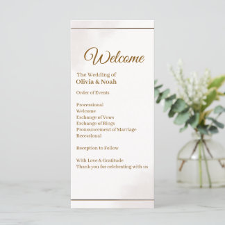 Elegantes goldenes minimalistisches Hochzeitsprogr