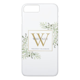 Elegantes goldenes Monogramm Grün Modern Case-Mate iPhone Hülle