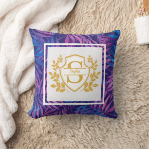 Elegantes goldenes Monogramm königliches Wappen li Kissen