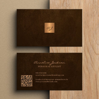 Elegantes, goldenes, monogrammiertes modernes QR-C Visitenkarte