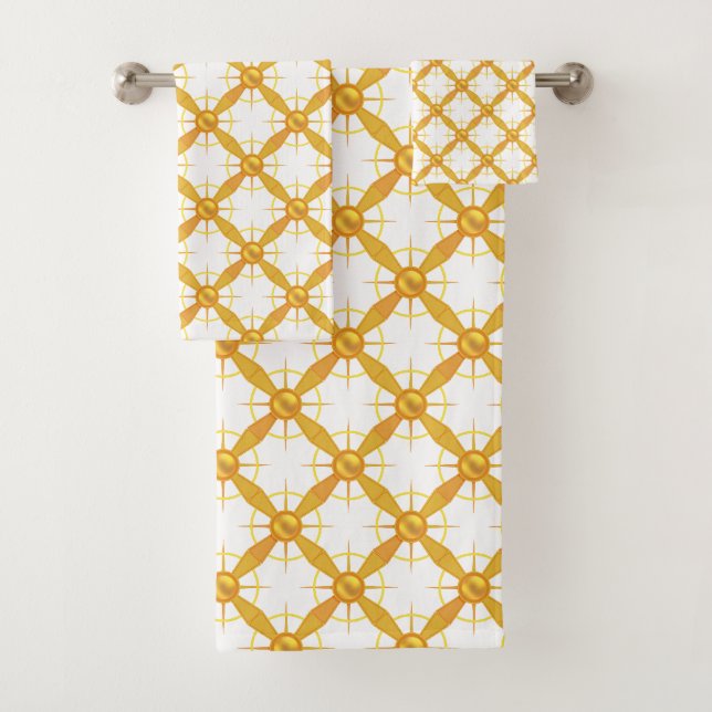 Elegantes Goldenes Muster auf Weiß Badhandtuch Set (Insitu)