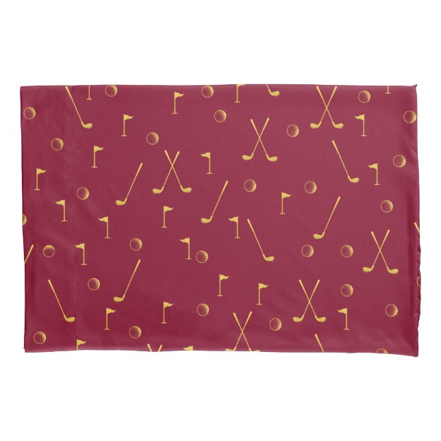Elegantes Goldenes Muster Golfer Burgund Kissenbezug (Vorderseite-Links)