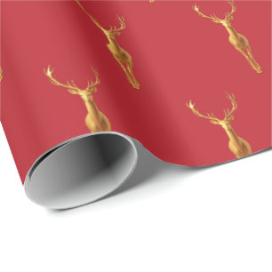 elegantes goldenes Rentier-Rot-Weihnachtsmuster Geschenkpapier