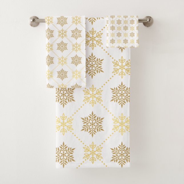 Elegantes goldenes Schneeflocken-Muster Badhandtuch Set (Insitu)