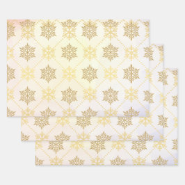 Elegantes goldenes Schneeflocken-Muster Geschenkpapier Set