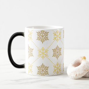 Elegantes goldenes Schneeflocken-Muster Verwandlungstasse