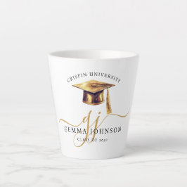 Elegantes goldenes Schriftmonogramm zur Abschlussf Milchtasse