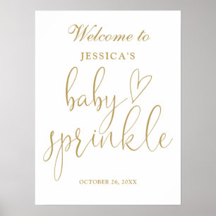 Elegantes goldenes Schriftzug-Baby-Sprinkle-Willko Poster