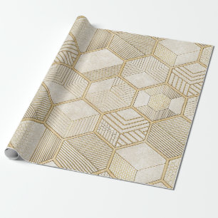 Elegantes goldenes Sechseck-Muster - Marmor 3 Geschenkpapier